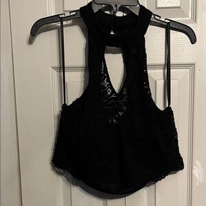 Jodi Kristopher Black Lace Crop Top